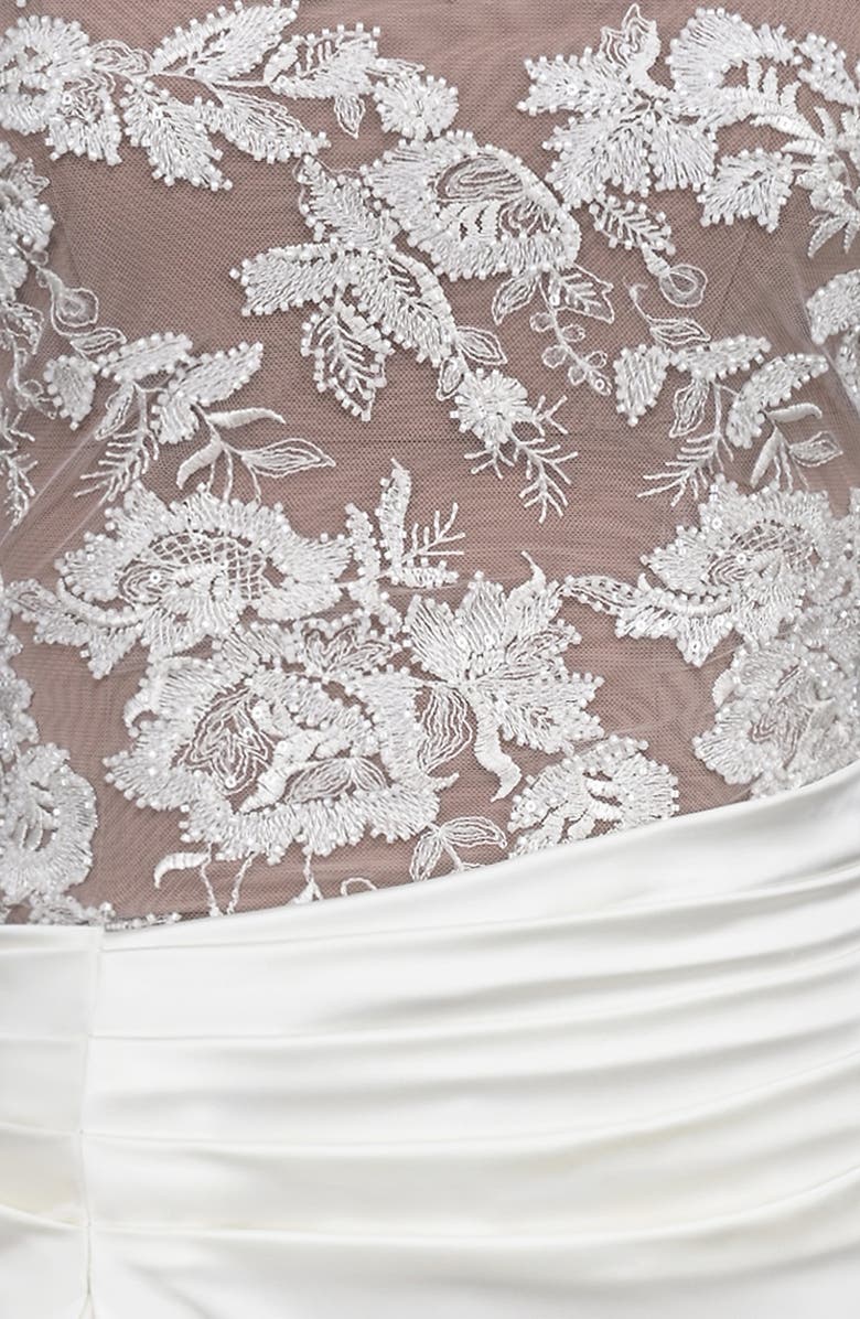 HOUSE OF CB Eliette Lace & Satin Column Gown, Alternate, color, White