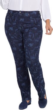 NYDJ Floral Print High Waist Slim Bootcut Jeans