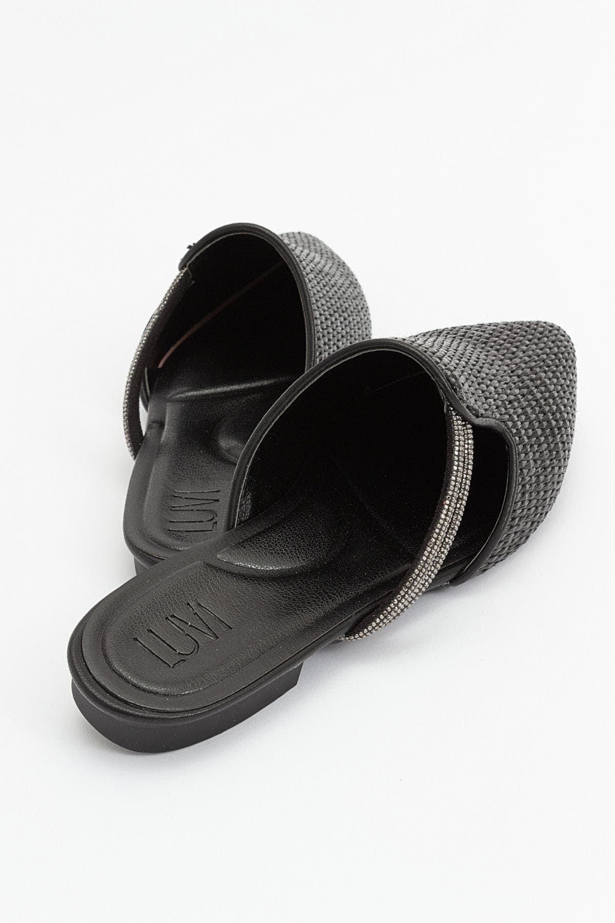 Pesa Woven Slippers, Alternate, color, Black Faux Leather