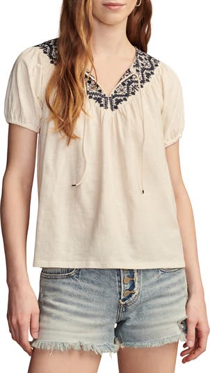Multicolor Embroidered Split Neck Top main image 0