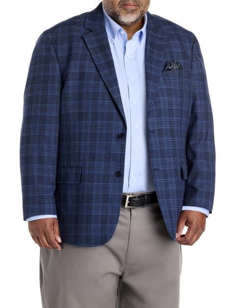 Big 
Tall Denim Plaid Sport Coat