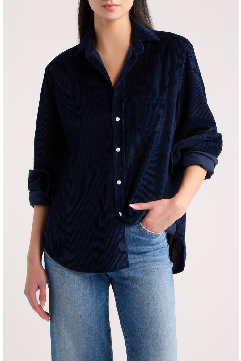Eileen Relaxed Corduroy Button-Up Shirt, Main, color, CLASSIC NAVY