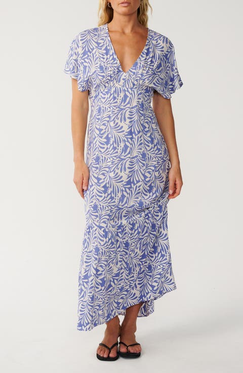Party Wave Floral Print Maxi Dress