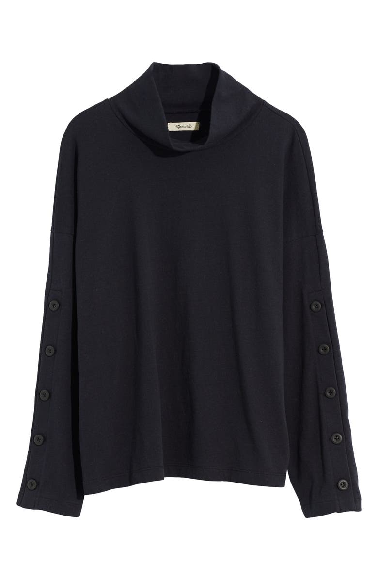 Madewell Button Sleeve Organic Cotton Turtleneck Top, Main, color, 