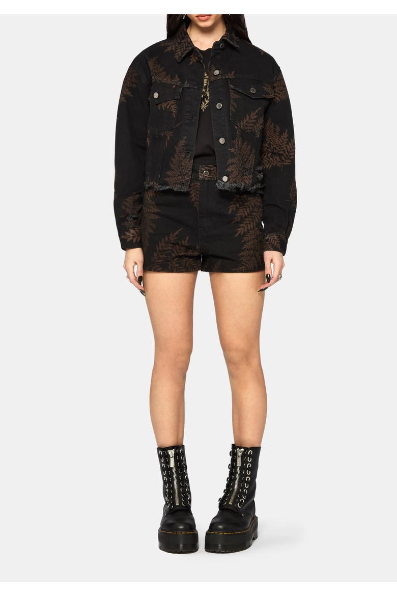 Ruin Fern Distressed Denim Jacket, Alternate, color, Black