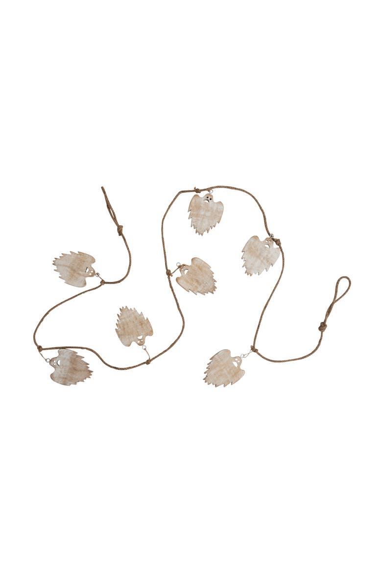 Jute & Mango Wood Ghost Garland, White, Main, color, White