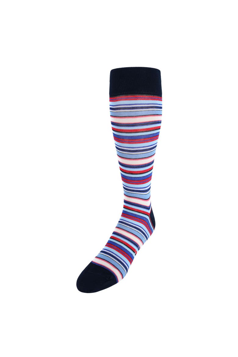 Brady Multi Stripe Mid-Calf Mercerized Cotton Socks, Main, color, Navy, Blue, Cream
