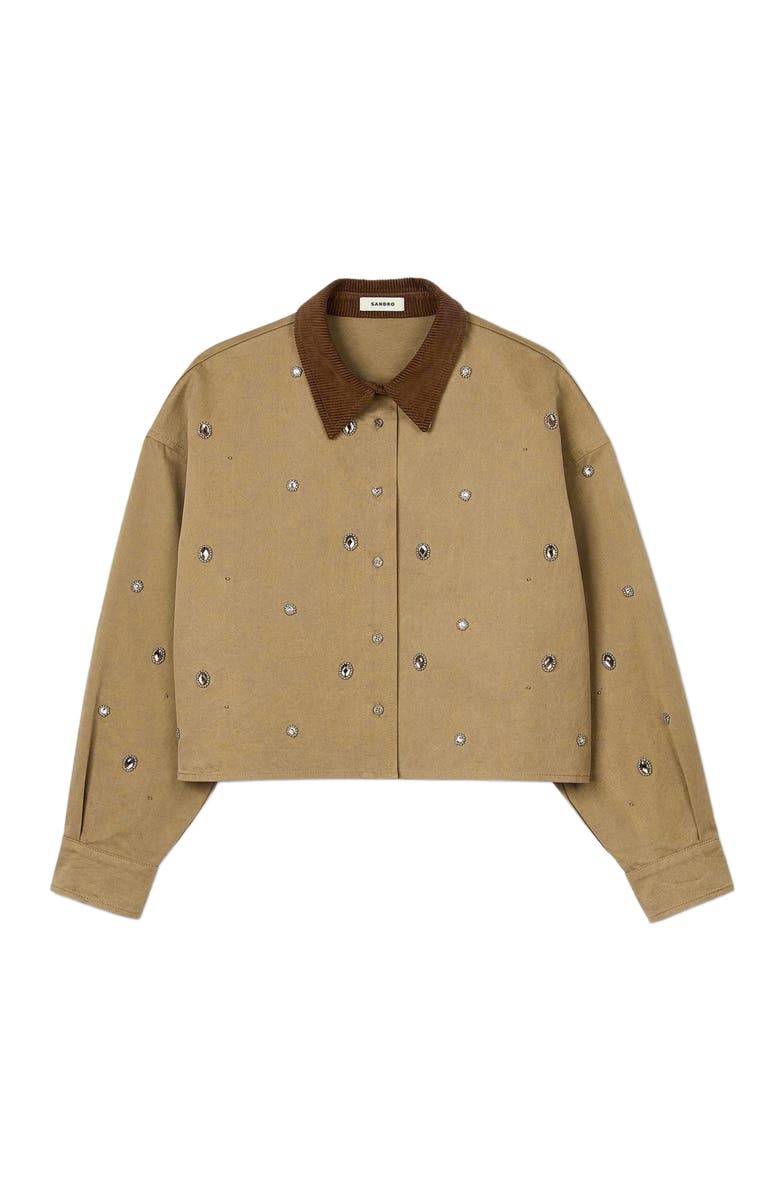 SANDRO Rhinestone cropped shirt, Alternate, color, 