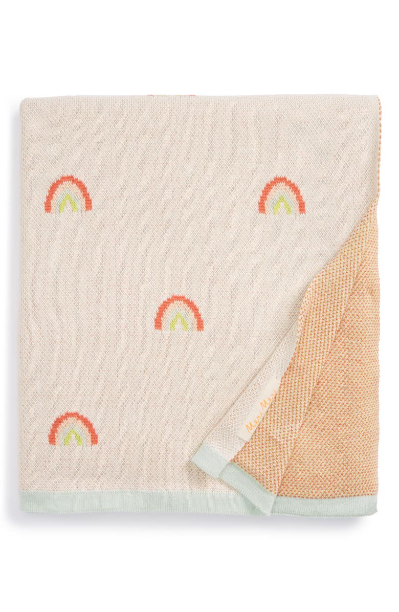Meri Meri Rainbow Organic Cotton Intarsia Knit Blanket, Main, color, 