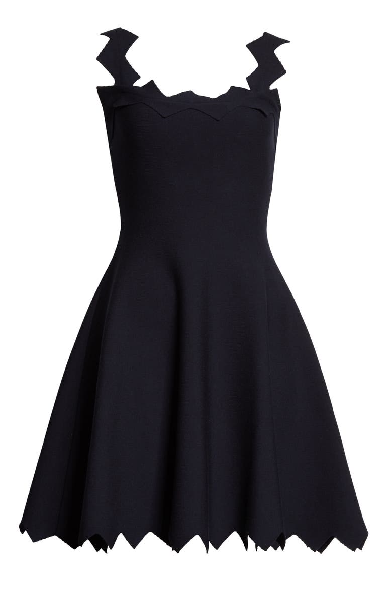 Zigzag Trim Fit & Flare Dress, Alternate, color, NAVY