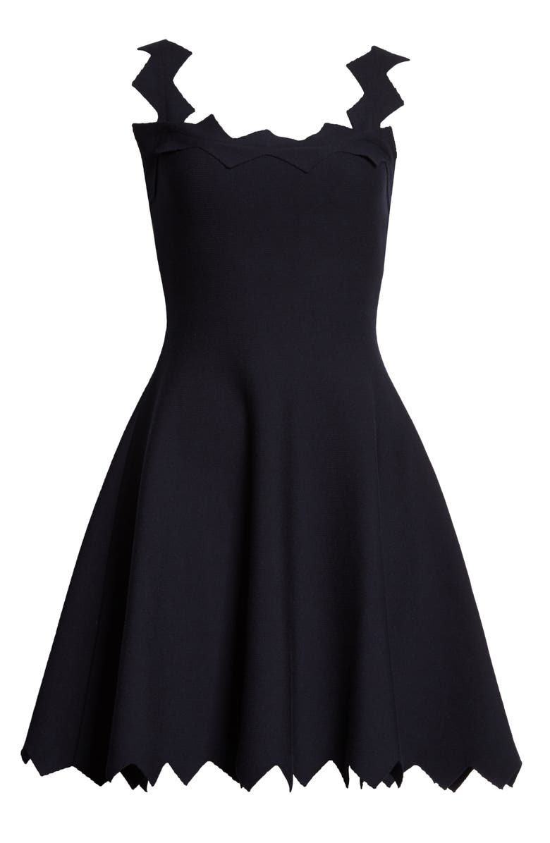 Oscar de la Renta Zigzag Trim Fit & Flare Dress, Alternate, color, 