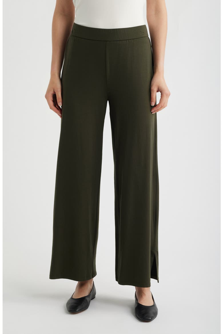 Side Slit Wide Leg Ankle Pants, Main, color, WOODLAND