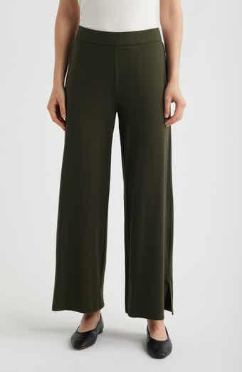 Side Slit Wide Leg Ankle Pants