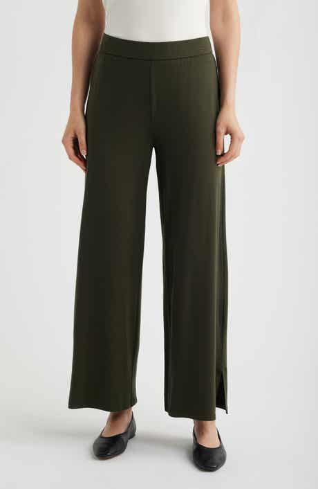 Side Slit Wide Leg Ankle Pants