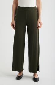 Eileen Fisher Side Slit Wide Leg Ankle Pants