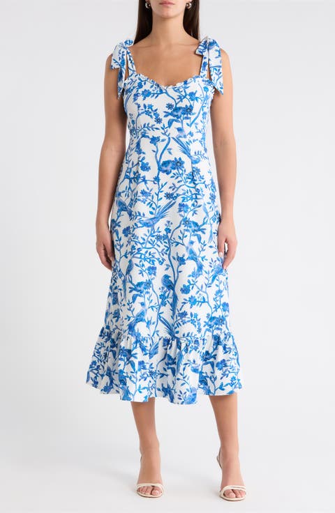 Floral Tie Strap Midi Sundress