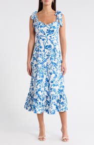 SUGARLIPS Floral Tie Strap Midi Sundress