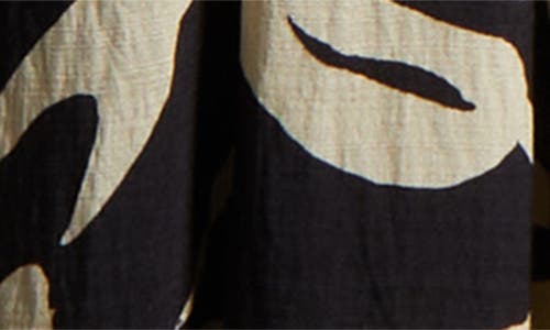 Melloday Printed Shirred Waist Tiered Maxi Sundress In Black Ivory