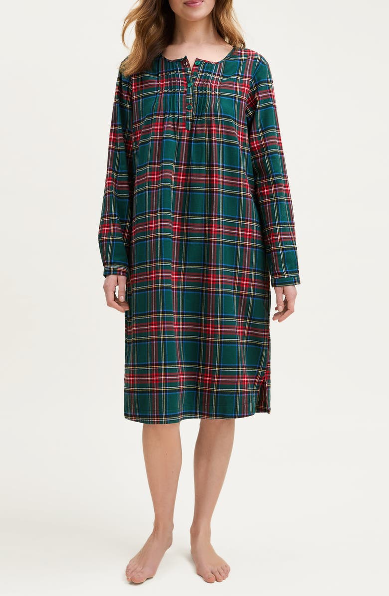 Petite Plume Beatrice Cotton Twill Nightgown, Main, color, Green