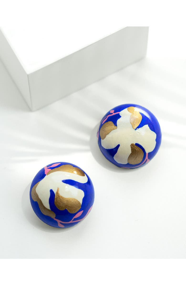Saulė Label Gaia Floral Midi Earrings, Alternate, color, Ultramarine Lily