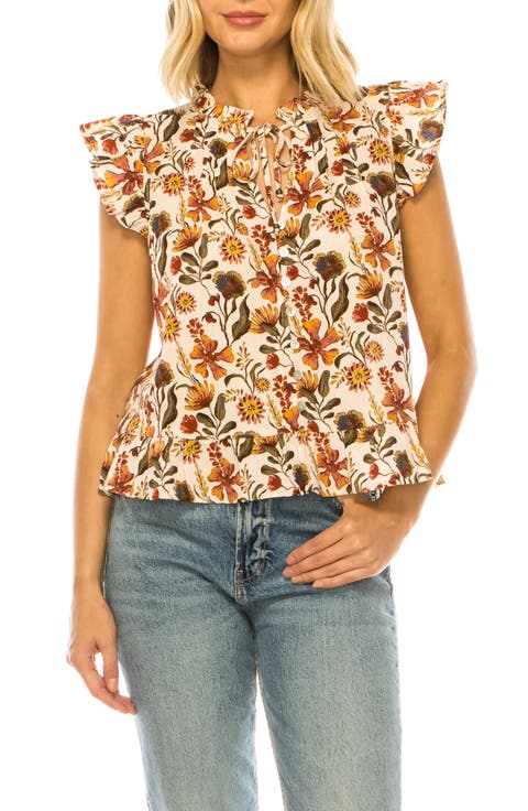 Floral Ruffle Hem Top