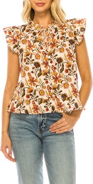 A COLLECTIVE STORY Floral Ruffle Hem Top