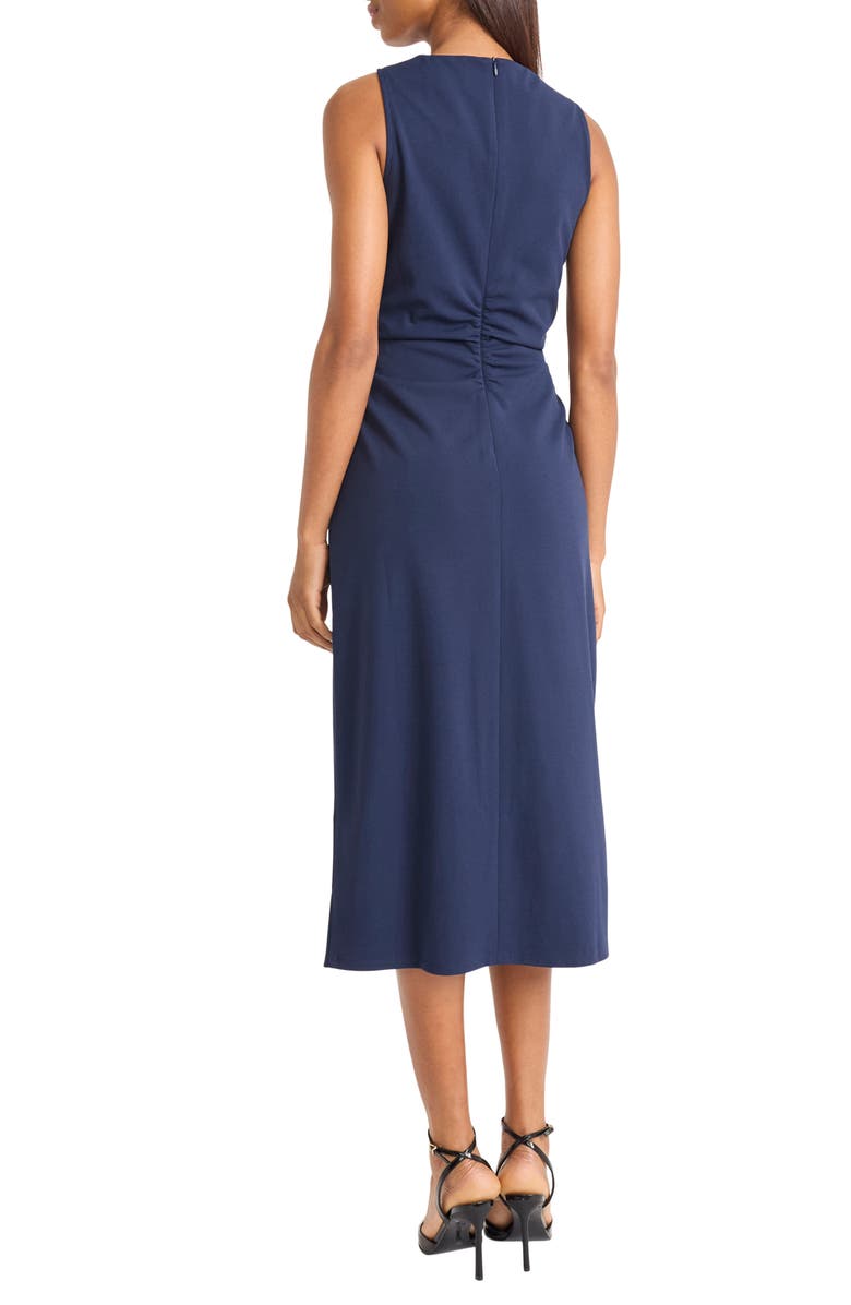 Donna Morgan Ruched Sleeveless Midi Dress, Alternate, color, Navy Blazer