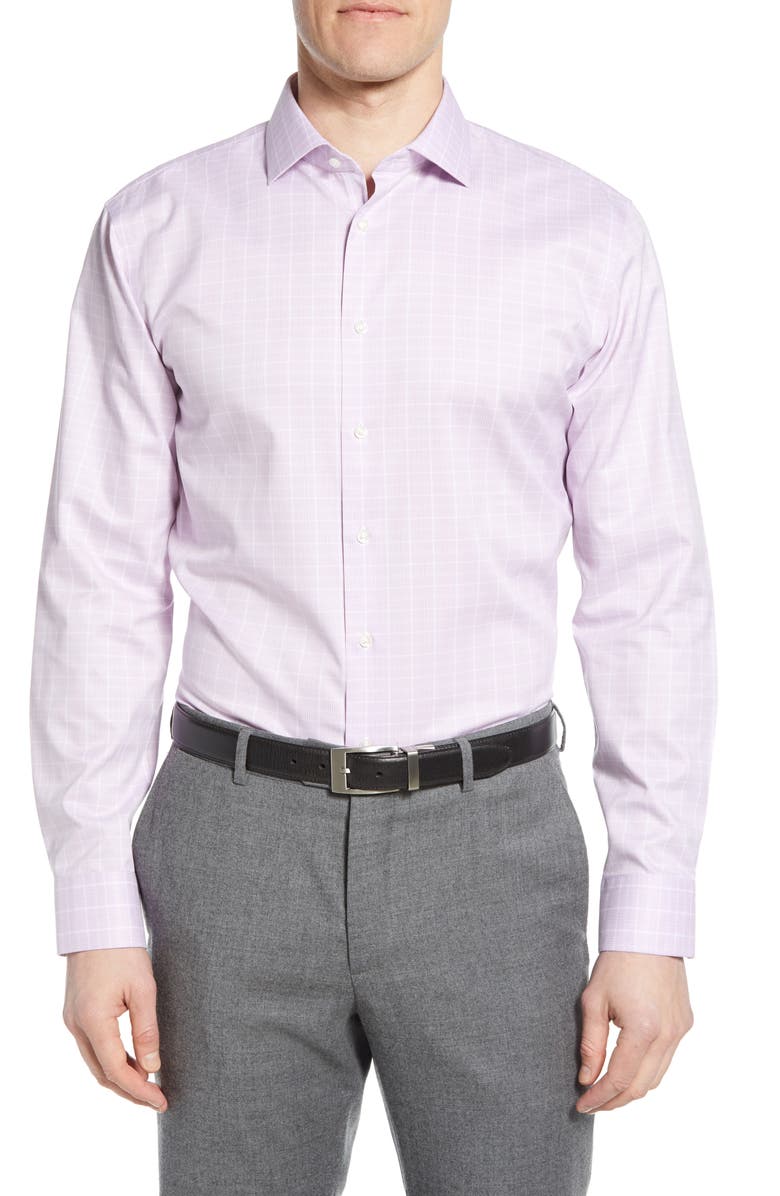 NORDSTROM MEN'S SHOP Nordstrom Trim Fit Non-Iron Plaid Dress Shirt, Main, color, 