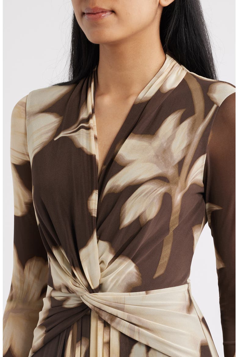 anne klein women's printed twist-front long-sleeve maxi dress Anne Klein Women's Rose-Print Twist-Front Maxi Dress