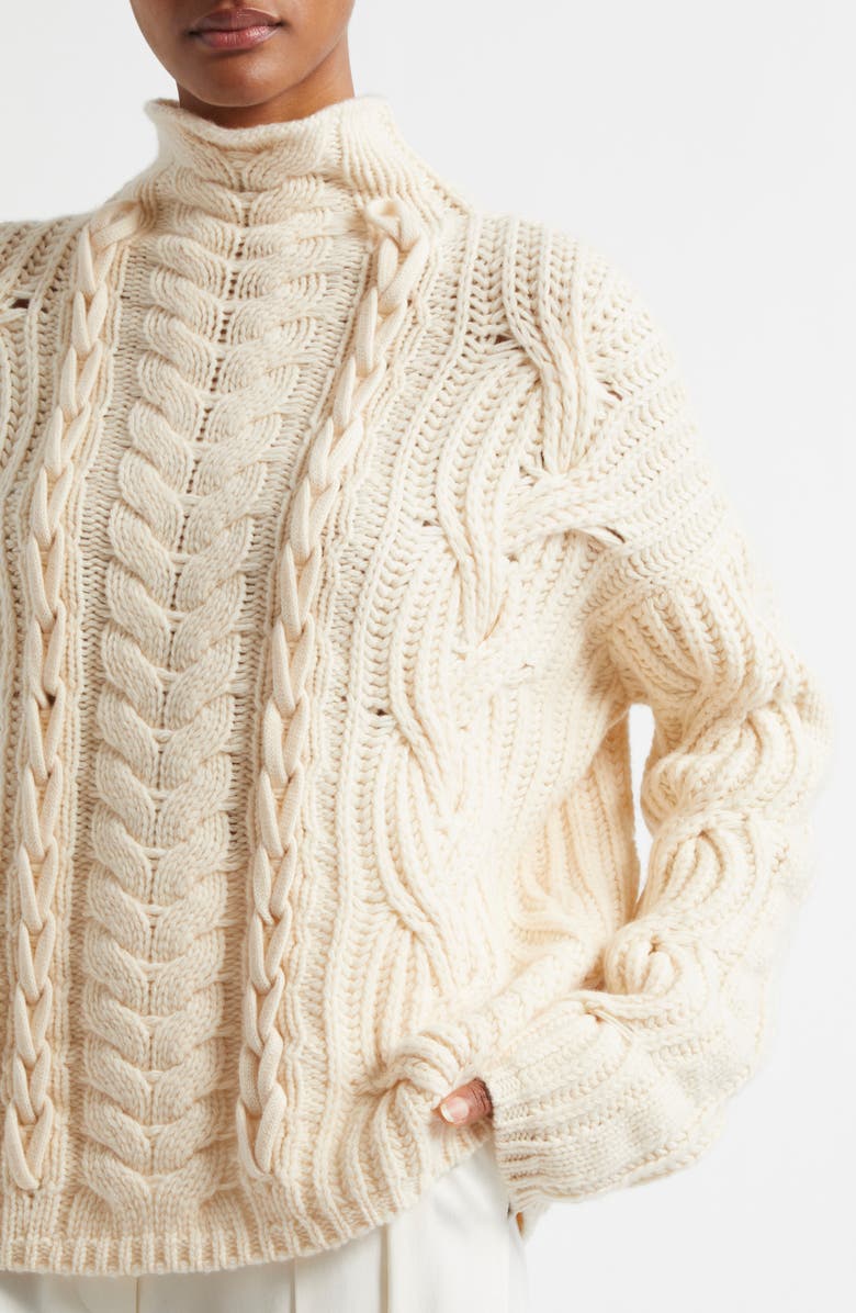 Reiss Atelier Aubrey Turtleneck Cable Stitch Sweater, Alternate, color,