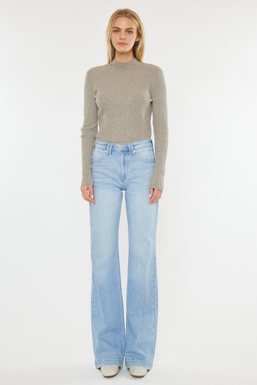 Kancan Women's High Rise Wide Flare Jeans In Light Wash