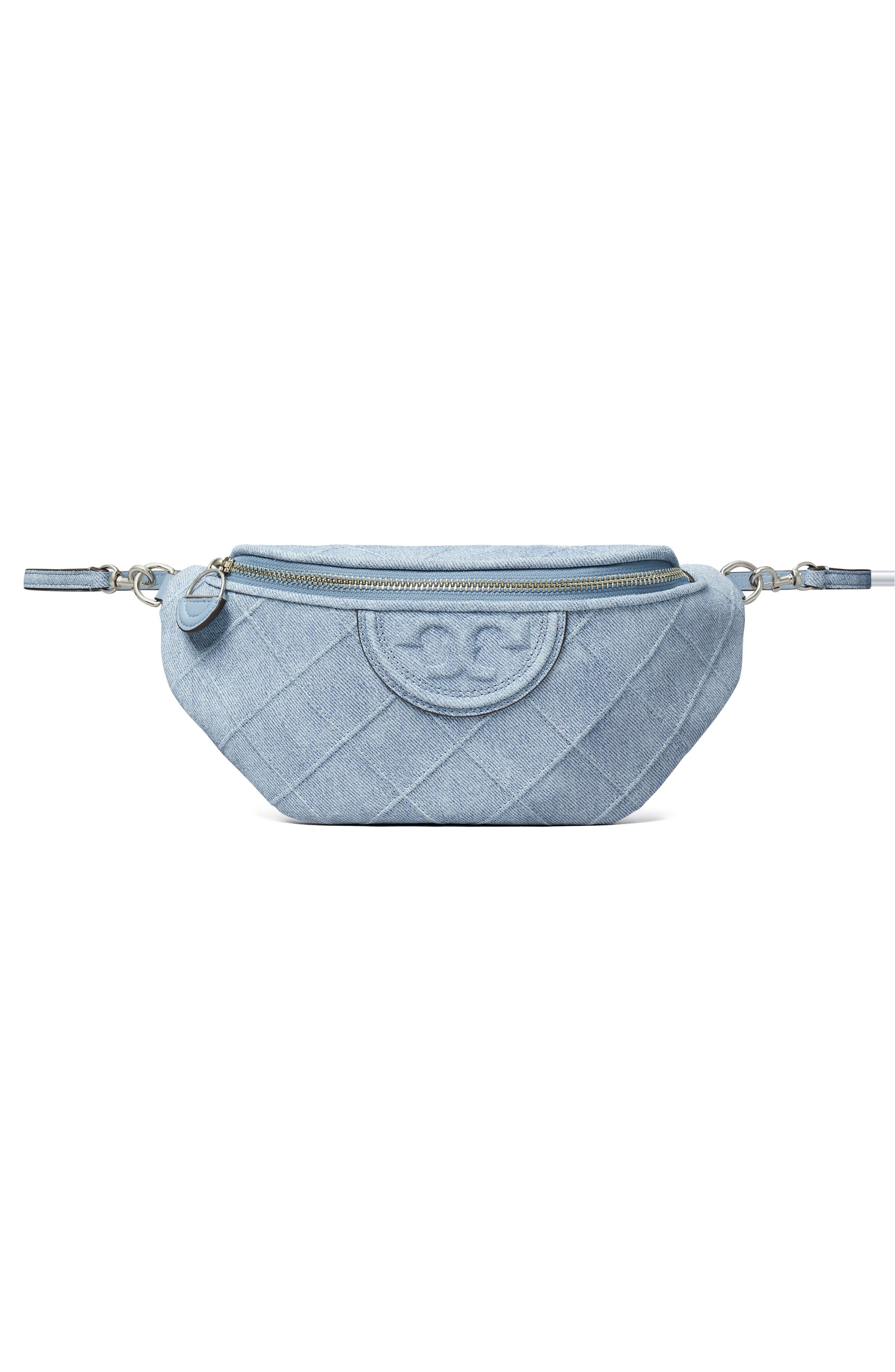 Tory Burch Fleming Denim Belt Bag, Alternate, color, 