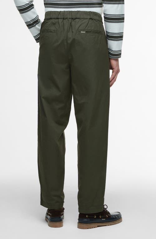 Barbour Cole Relaxed Fit Pleated Cotton Poplin Chinos In Green