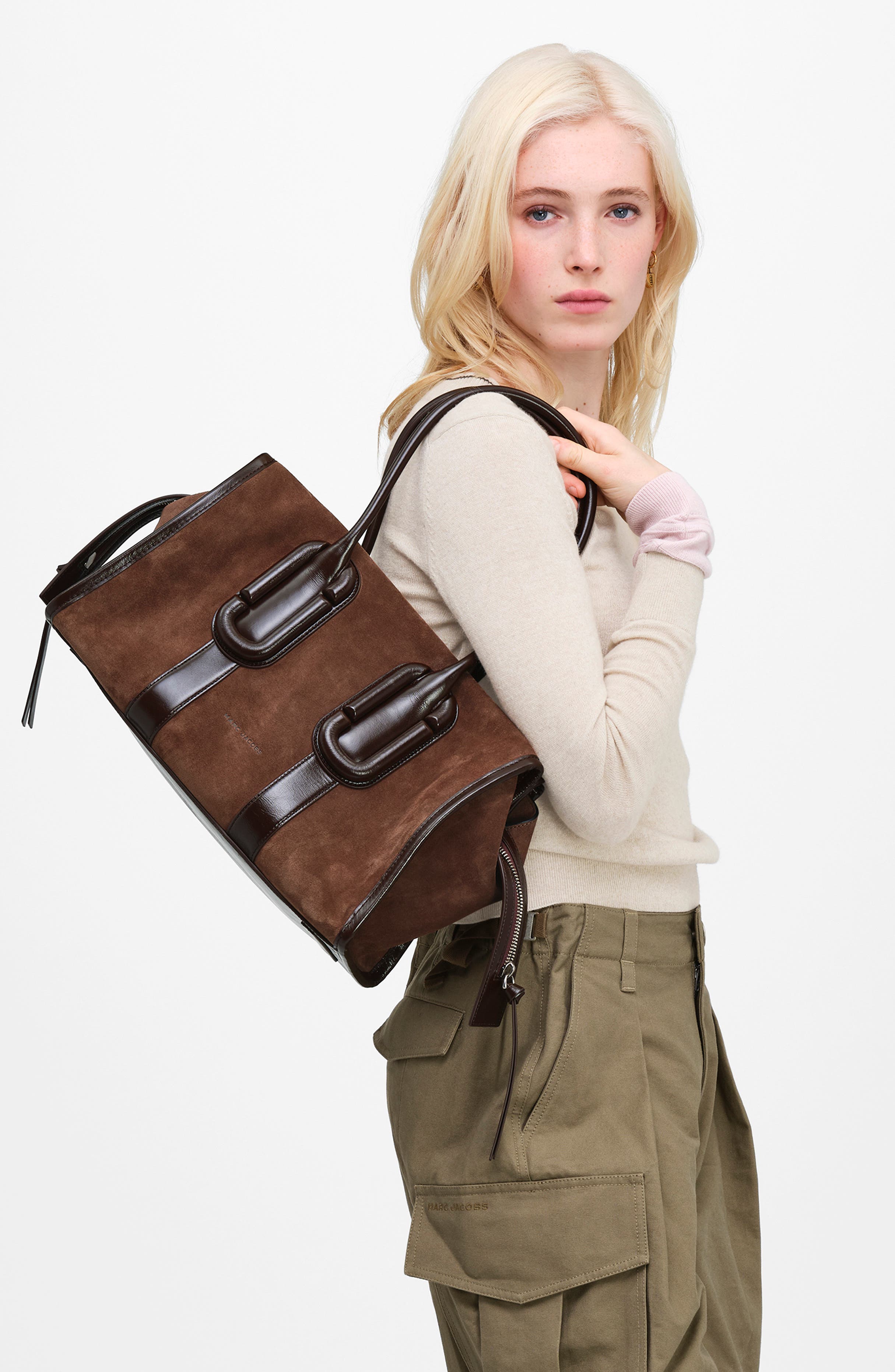 Babe City Suede Tote, Alternate, color, DARK BROWN
