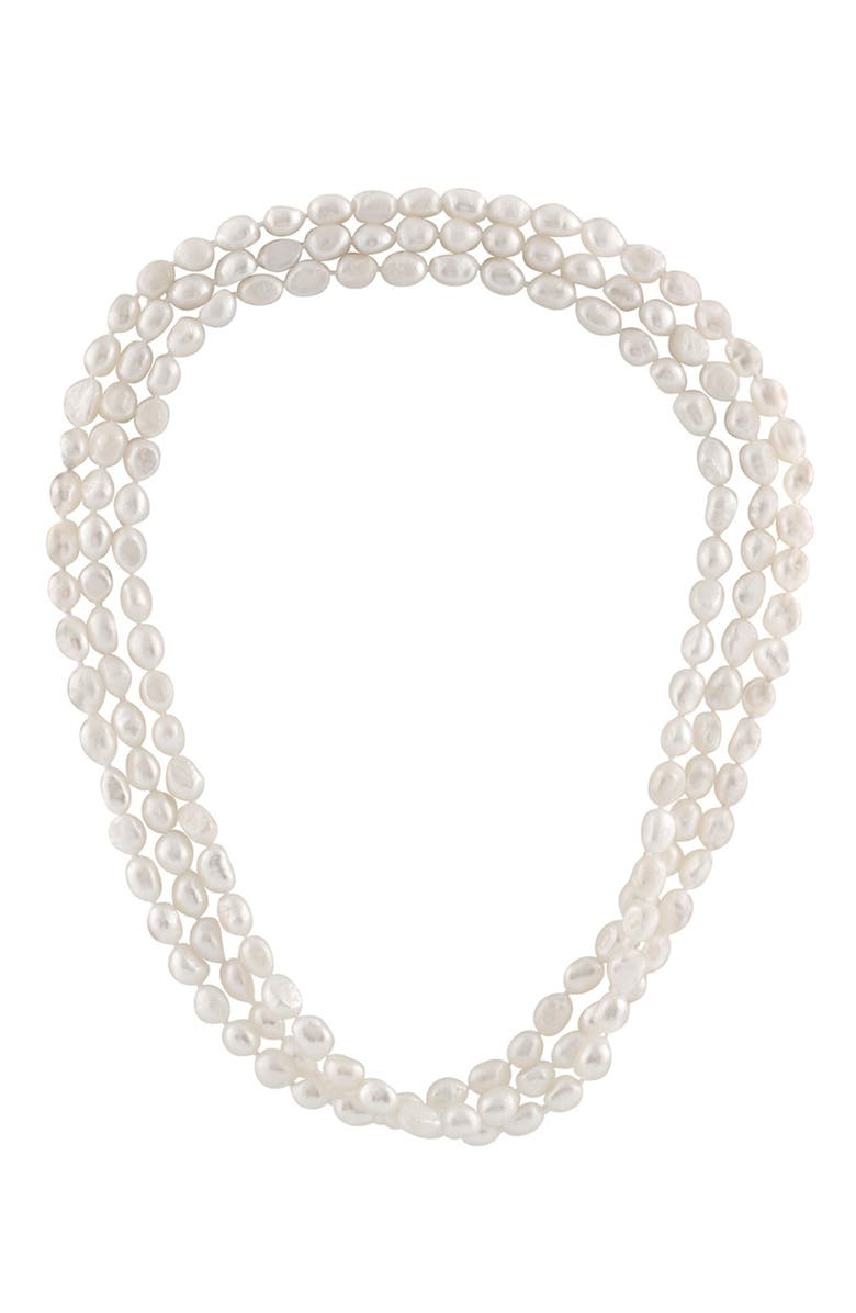 SPLENDID PEARLS White 8-9mm Cultured Freshwater Pearl Endless 64" Strand Necklace, Main, color,