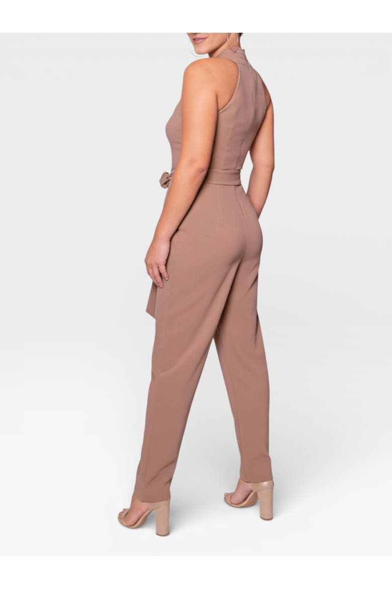 Harland Crossover Halter Jumpsuit, Alternate, color, Almond