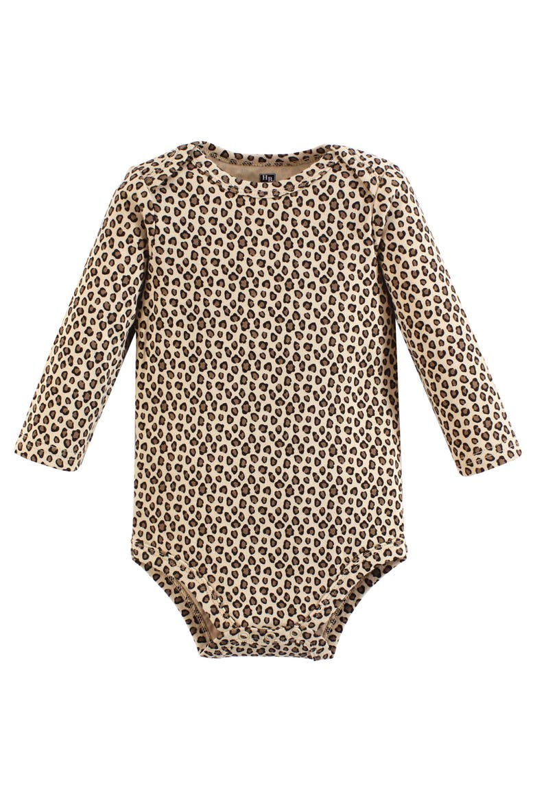 Essential All-Cotton Long-Sleeve Bodysuit Three-Piece Pack, Alternate, color, Red Rose Leopard