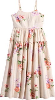 Iris & Ivy Kids' Floral Ruffle Tiered Midi Dress