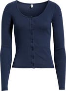 BP. Scoop Neck Pointelle Cardigan
