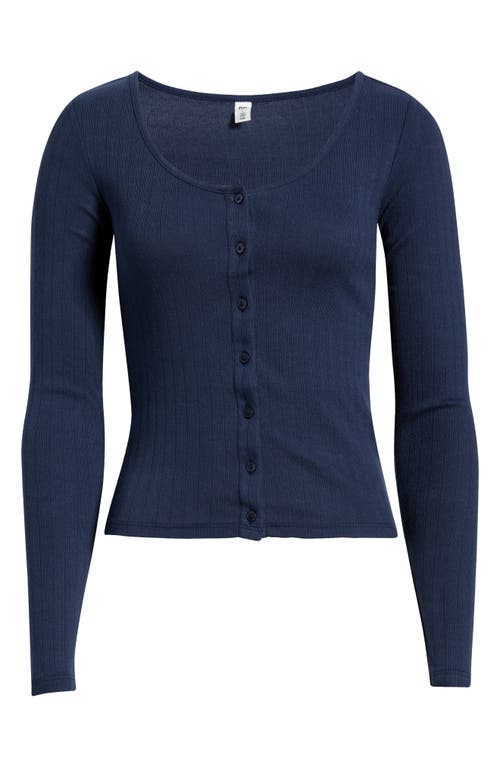 Bp. Scoop Neck Pointelle Cardigan In Blue