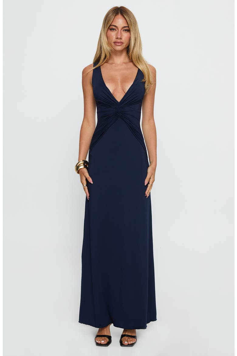 Frederica Plunge Neck Maxi Dress, Alternate, color, NAVY