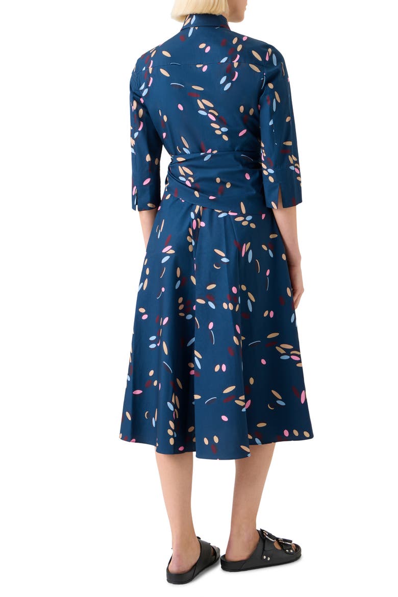 Print Cotton Poplin Wrap Shirtdress, Alternate, color, INK MULTICOLOR