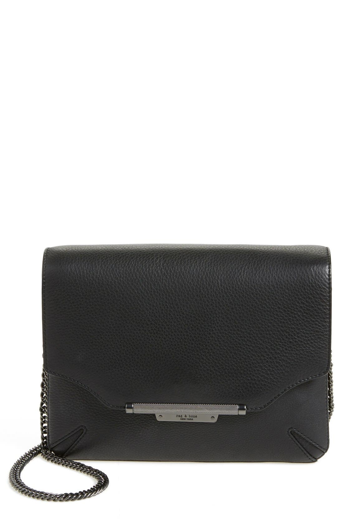 rag & bone Pebbled Leather Crossbody Bag, Main, color, Black