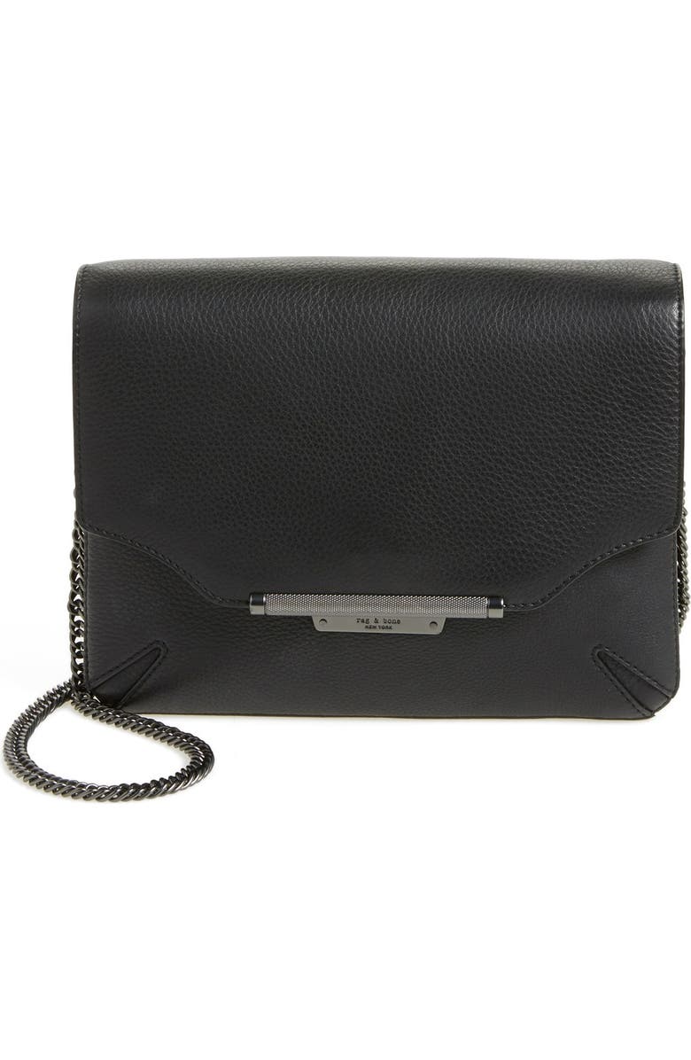 rag & bone Pebbled Leather Crossbody Bag, Main, color, Black