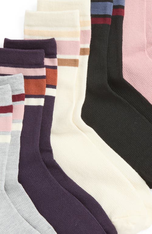 NORDSTROM NORDSTROM ASSORTED 5-PACK WAFFLE CREW SOCKS