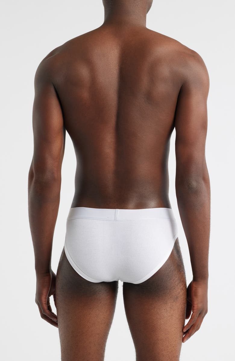 Versace '90s Logo Stretch Cotton Rib Briefs, Alternate, color, Optical White