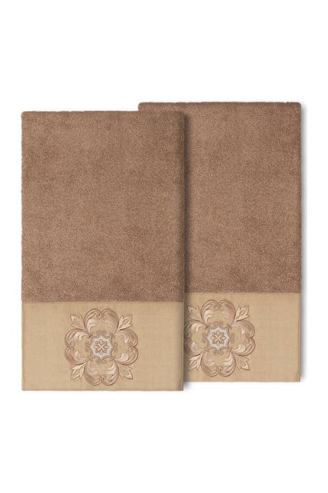 Alyssa Embellished Bath Towel - Set of 2 - Latte