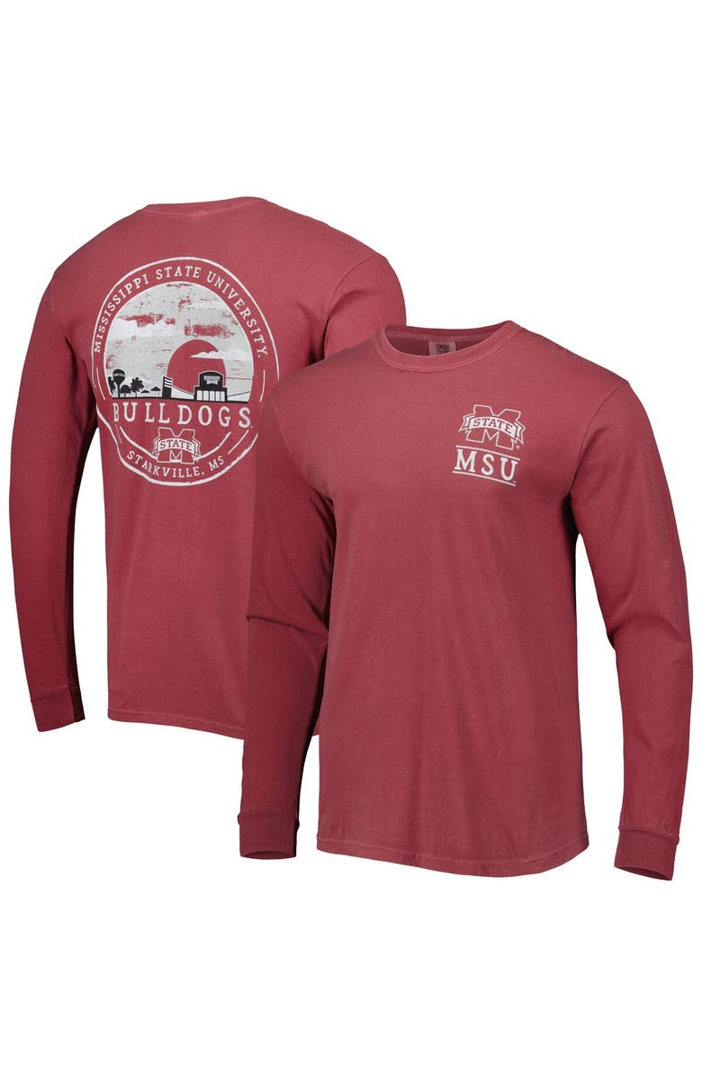 IMAGE ONE Men's Maroon Mississippi State Bulldogs Circle Campus Scene Long Sleeve T-Shirt, Main, color, 