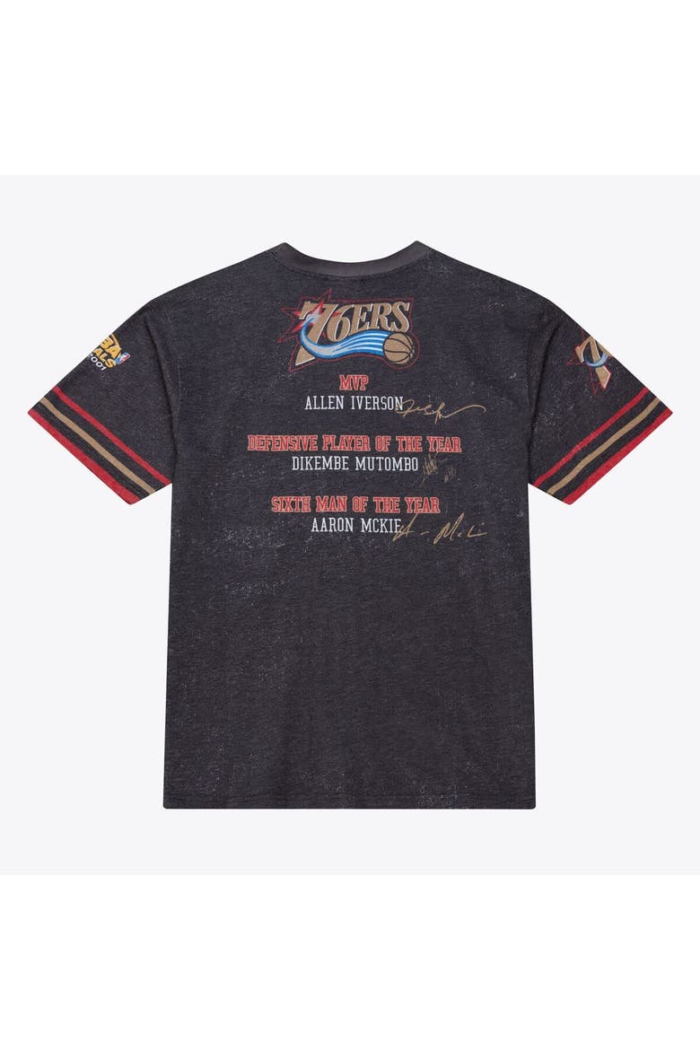 Men's Mitchell & Ness Black Philadelphia 76ers Hardwood Classics Originals Collection 2000-2001 Team Roster T-Shirt, Alternate, color, Black