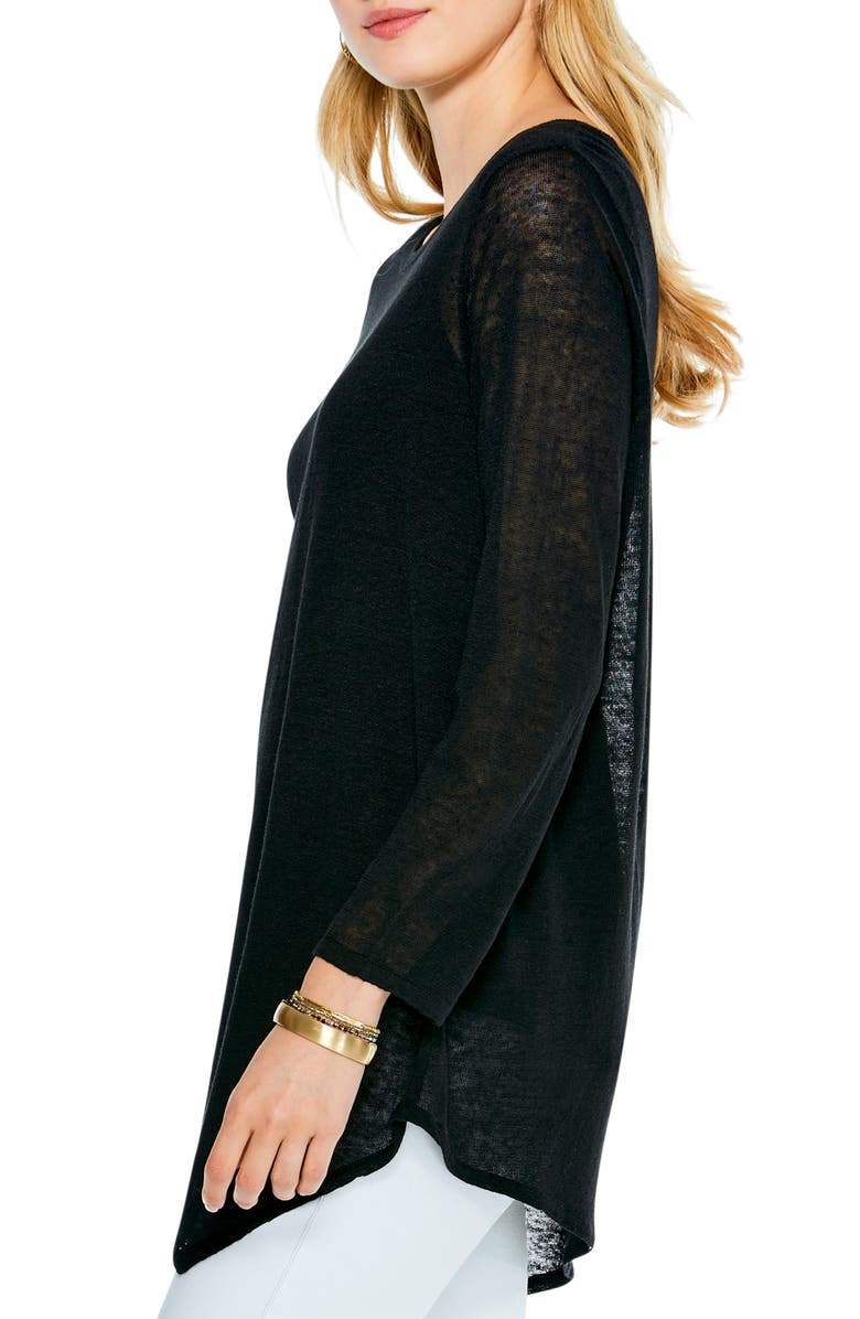 NIC+ZOE Featherweight Asymmetric Hem Linen Blend Sweater, Alternate, color, 